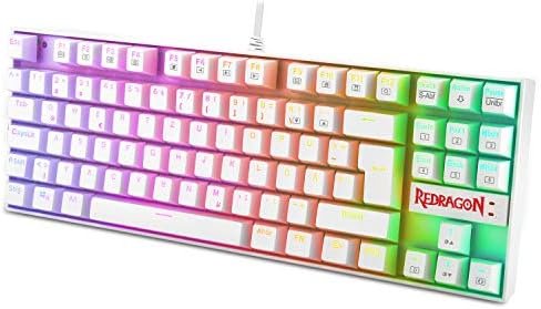 Redragon K552 Mechanische Gaming Tastatur 60% Mini TKL Keyboard mit Rote Schalter 87 Tasten für PC Gaming (RGB Beleuchtet - DE QWERTZ)