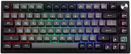 EPOMAKER TH80 SE Junta 75% Teclado Mecánico, NKRO Hot-Swap RGB Triple Modo Teclado Gaming con Poron/Espuma EVA, Programable, 4000mah Batería para E-Sport/Win/Mac(Black Silver, Flamingo Switch)