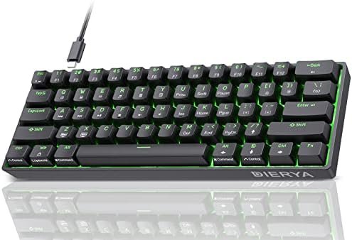 Dierya DK61se Teclado Mecánico Gaming Mini 60% Red Switch Mechanical Keyboard Retroiluminación Azul Hielo,Cable USB-Type C,Teclado Ultra-Compacto 61 Teclas Anti-Fantasma US Layout para PC/Windows