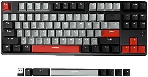 AJAZZ AK871 Teclado para Juegos Inalámbrico 75%, Bluetooth/2.4G Modo Duales, TKL 80% Teclado Mecánico con Interruptor Azul Clicky Hot-Swappable, Compact de 87 Teclas, Non-Backlit para Win/Mac - Negro