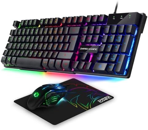 EMPIRE GAMING - Pack 3 en 1 MK800 - Gaming-Tastatur QWERTZ Deutsche RGB 105 Tasten 19 Anti-Ghosting-Tasten -Ergonomische RGB Gamer-Mouse 2400 DPI -Mousepad -PC PS4 PS5 Xbox One/Series Mac