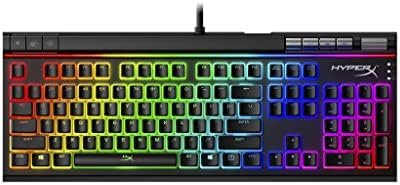 HyperX Alloy Elite 2 – Teclado mecánico para videojuegos, personalización de luz y macro controlada por software, teclas ABS Pudding Keycaps, controles multimedia, Tecla lineal, HyperX Red