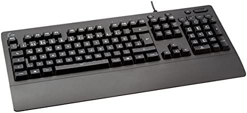 Logitech G213 Prodigy Teclado Gaming, Retroiluminado RGB LIGHTSYNC, Resistente a Salpicaduras, Personalizable, Controles Multimedia, Disposición QWERTZ Alemán, Negro