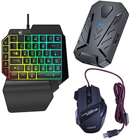 QWAMBVZE 3 en 1 Bluetooth Gaming Keyboard Mouse Converter Combo para Smartphone PC PUBG Mobile Game Accessories