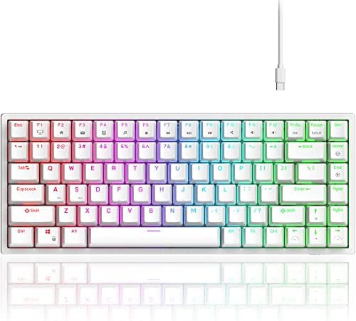 RK Royal KLUDGE RK84 Teclado mecánico con Cable RGB 75% Intercambiable en Caliente, Teclado para Juegos TKL sin Llave de 84 Teclas Software programable y batería de Alta Capacidad, Interruptor marrón