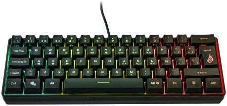 Surefire Kingpin X1 60% Gaming Teclado Español, Teclado Multimedia Gaming Pequeño y Móvil Teclado RGB con Iluminación, 25 Teclas Anti-Ghosting, Disposición Española QWERTY