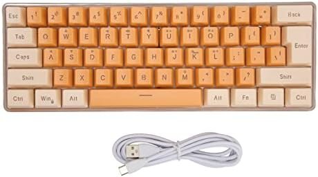 Teclado para Juegos con Cable 60%, Teclado RGB de 61 Teclas para PC, Teclado Compacto para PC con Cable, Teclado Mecánico para Juegos para Computadora(naranja beis)