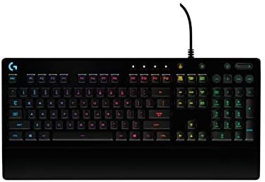 Teclado para juegos Logitech G213 Prodigy, teclas retroiluminadas RGB LIGHTSYNC, resistentes a salpicaduras, teclas personalizables, teclas multimedia dedicadas, diseño QWERTY UK, negro