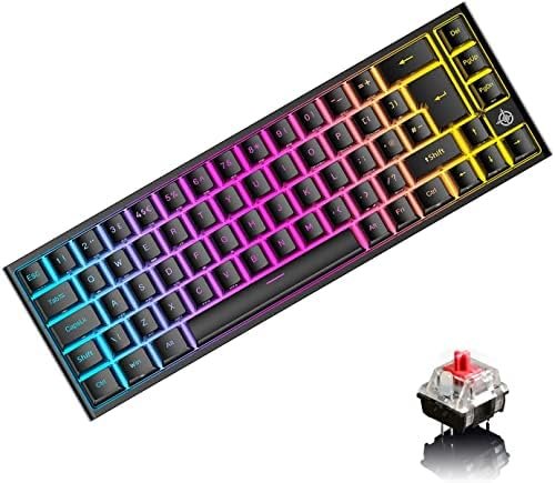 UK Layout 60% Gaming Keyboar RGB Backlit Red Switch Mechanical Keyboard,67 Keys USB C Wire Keyboard Mice 12000 dpi for PC Mac Gamer