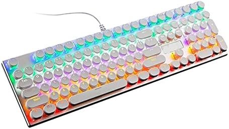 Gaming Keyboard Gaming Mechanical Keyboard Blue Red Switch 104 Key Wired Keyboard LED USB for PC（White）