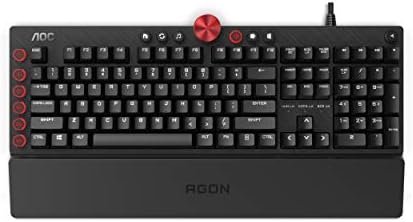 AOC AGON AKG700 Teclado de gaming - Teclado para PC con distribución en alemán e interruptores Cherry MX Red, Anti-Ghosting, N-Key Rollover y software programable AOC G-Tools, negro