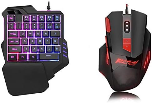 ANGUYA Teclado para Juegos con una Sola Mano, 35 Botones, retroiluminación LED + ratón de Juego+ convertidor Compatible con N-Switch/Xbox One/PS4/PS3/XBOX360 (RGB + ratón Normal)