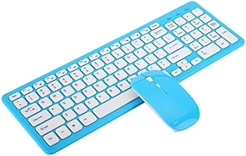 ASHATA Teclado Mouse Set Ergonomic Wireless Mouse Keyboard Set Office Gaming 96 Teclas USB Teclado y Mouse Set para Computadora Portátil Micro Receptor de 3 Velocidades (Traje Azul