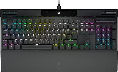 Corsair Teclado mecánico para Juegos K70 RGB Pro con Cable (interruptores Rojos Cherry MX RGB: Lineal y rápido, hipersondeo de 8,000 Hz, Teclas PBT Double-Shot Pro, reposamuñecas Suave al Tacto)