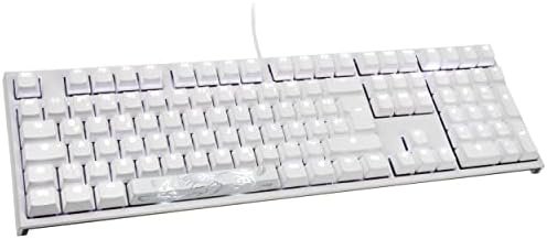 Ducky ONE 2 White Edition PBT Teclado Blanco Gaming con LED, Cherry MX Brown Switches, Teclado Mecanico Gaming, Teclado con Cable Desmontable, Diseño alemán, con conector USB C