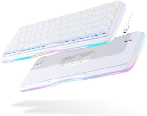 KEMOVE K68se Teclado Mecánico Gaming Mini 60% Red Switch Mechanical Keyboard Retroiluminación RGB,Teclado Ultra-Compacto 68 Teclas Anti-Fantasma US Layout,Blanco