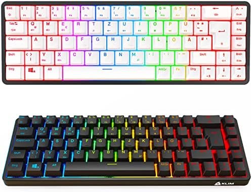 KLIM Shift 60% Teclado mecánico inalámbrico – Nuevo 2024 – Hotswappable, teclado mecánico inalámbrico para gaming – 2,4 GHz & Bluetooth TKL teclado Gaming para PC PS4 PS5 Mac – QWERTZ – negro y blanco