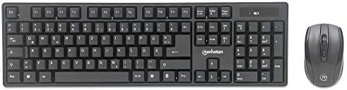 Manhattan -Products Wireless Desktop Set - PC Wireless Desktop Mouse & FunktKeyboard, Gaming Mouse, Teclado, ratón, USB Funkempfänger, Ordenador Accesorios - Negro