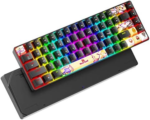 Portátil 60% Mecánico Keyboard 18 Chroma RGB retroiluminado Mini Compacto 68 Teclas Dye Sublimación Anime PBT Teclado con Llaves llenas Llaves Anti-Ghosting Compatible con PS4, PS5, Xbox, PC