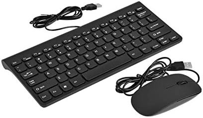 Richer-R Mini Pack de Teclado y Ratón Universal,USB Keyboard Ultradelgado y Mouse Portátil con 1.3m Cable para Oficina/Entretenimiento(Negro)