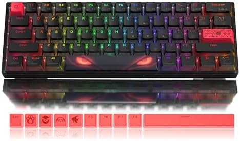 Teclado mecánico 60% Womier Teclado para juegos RGB ultra compacto intercambiable en caliente con teclas de pudín, interruptor rojo lineal, compatible con controladorsoftware profesional, negro